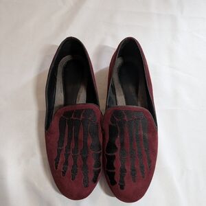 M&M'S Burgundy Suede Loafers Size 8 1/2